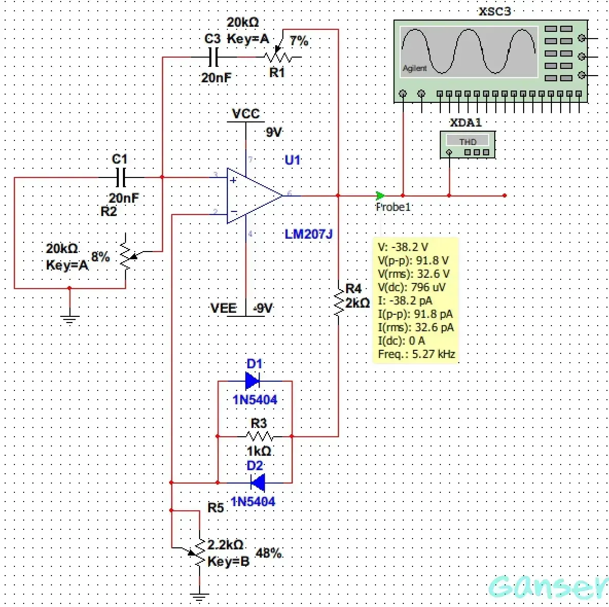 文氏桥振荡电路